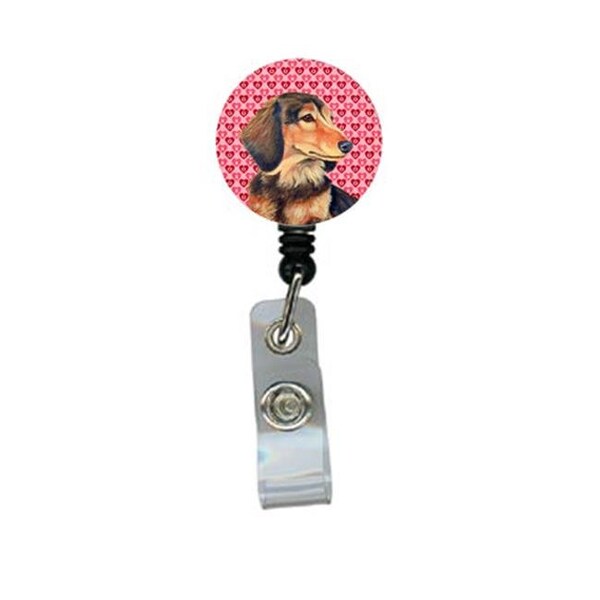 Teacher'S Aid Dachshund Valentines Love and Hearts Retractable Badge Reel or ID Holder with Clip TE243378 - main